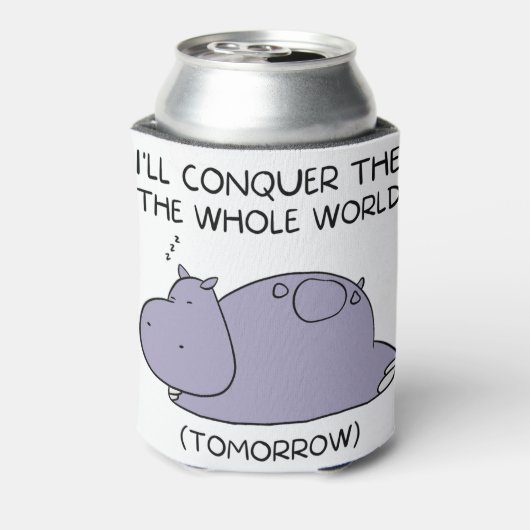 Lazy Funny Hippo werde ich die ganze Welt erobern Dosenkühler (Kanne Rückseite)