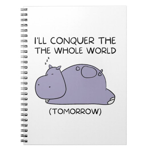 Lazy Funny Hippo werde ich die ganze Welt erobern Notizblock (Vorderseite)