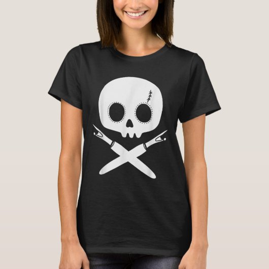 Lazy Halloween Costume Sewing Rate Skull Seam Ripp T-Shirt (Vorderseite)