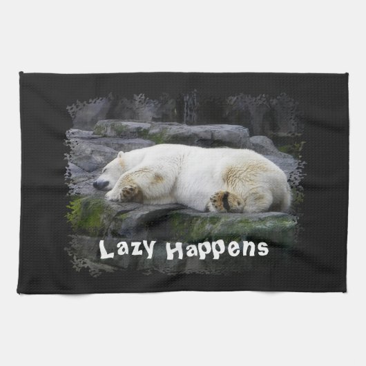 Lazy Happens Polar Bear Geschirrtuch (Horizontal)