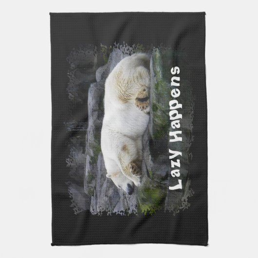 Lazy Happens Polar Bear Geschirrtuch (Vertikal)