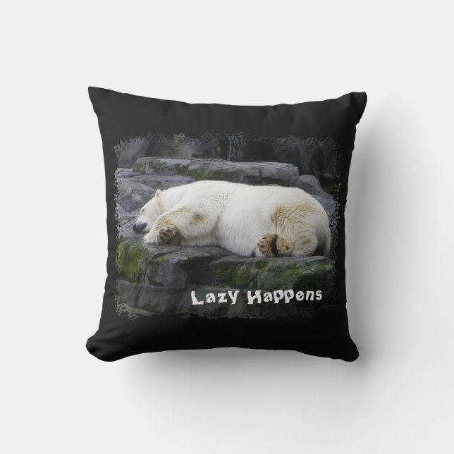 Lazy Happens Polar Bear Kissen (Vorderseite)