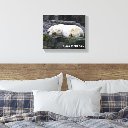 Lazy Happens Polar Bear Leinwanddruck (Insitu (Schlafzimmer))