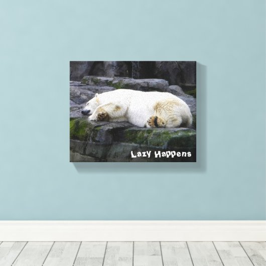 Lazy Happens Polar Bear Leinwanddruck (Insitu (Holzboden))