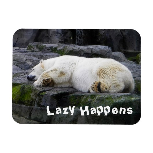 Lazy Happens Polar Bear Magnet (Horizontal)