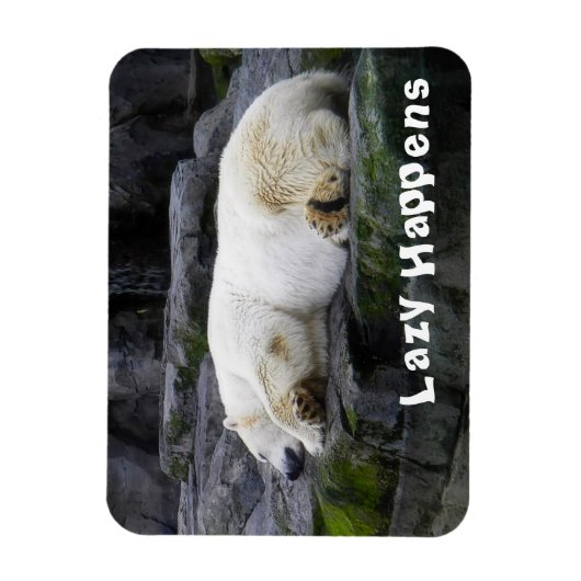 Lazy Happens Polar Bear Magnet (Vertikal)