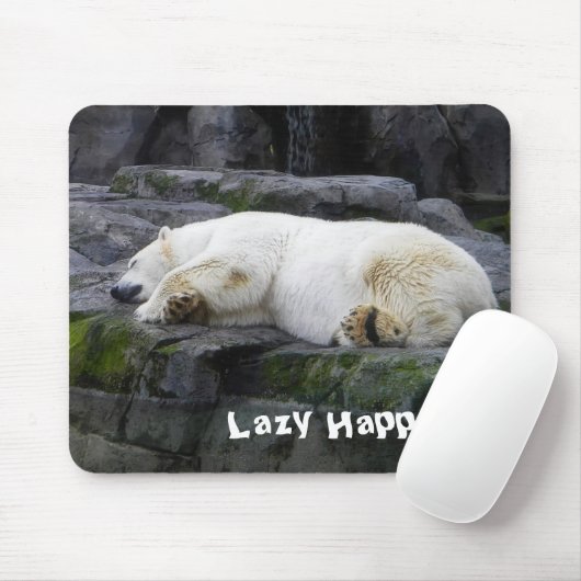 Lazy Happens Polar Bear Mousepad (Mit Mouse)