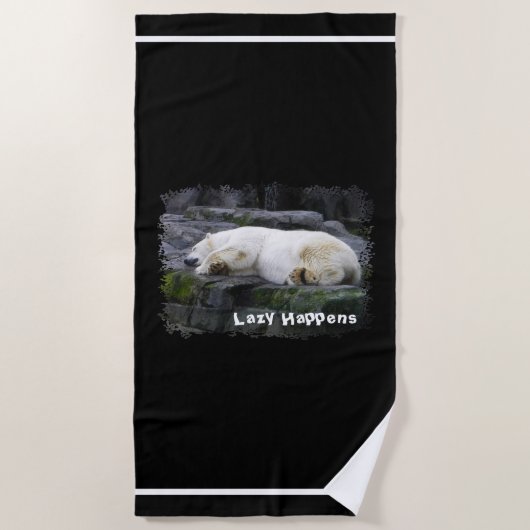 Lazy Happens Polar Bear Strandtuch (Vorderseite)