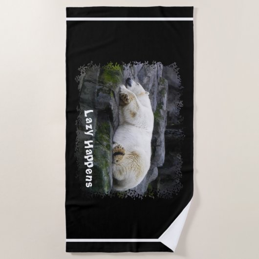 Lazy Happens Polar Bear Strandtuch (Vorderseite)
