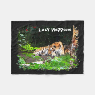 Lazy Happens Siberian Tiger Fleecedecke