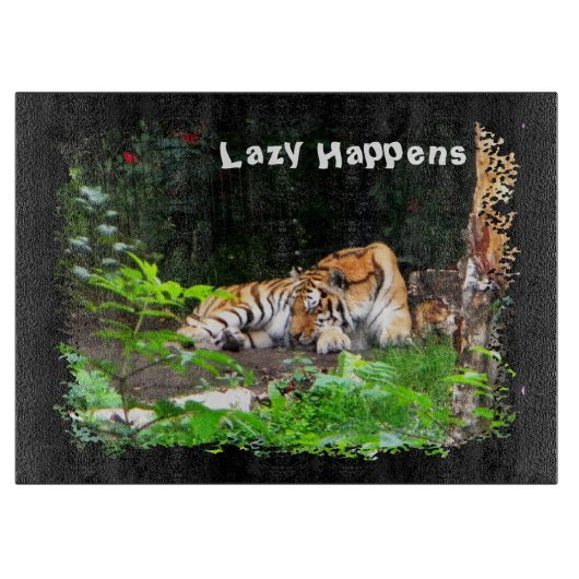 Lazy Happens Siberian Tiger Schneidebrett (Vorderseite)