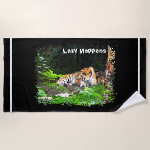Lazy Happens Siberian Tiger Strandtuch