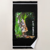 Lazy Happens Siberian Tiger Strandtuch (Vorderseite)