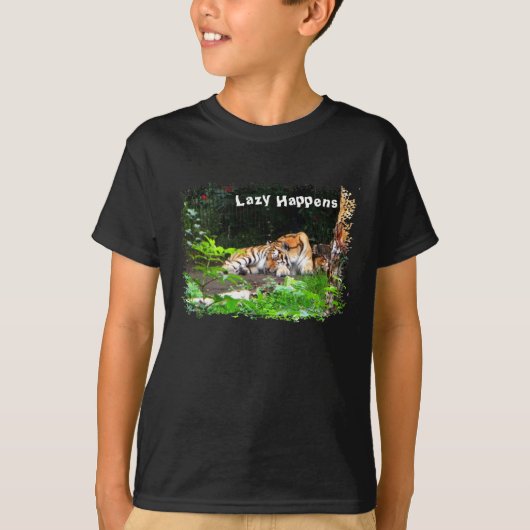 Lazy Happens Siberian Tiger T-Shirt (Vorderseite)