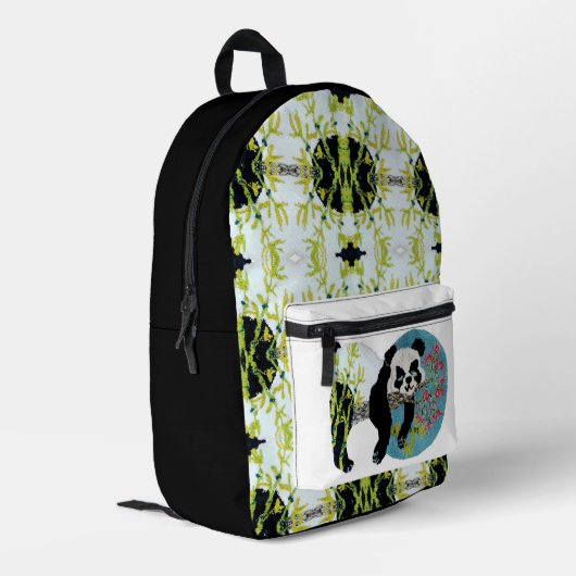 Lazy Happy Panda Bedruckter Rucksack (Rückseitige Ecke links)