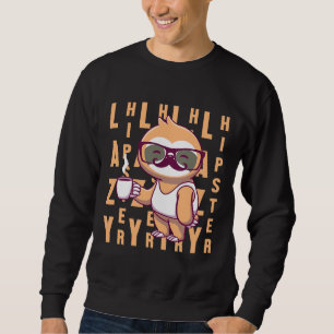 Lazy Hipster Sloth Coffee Mustache Gläser Sweatshirt