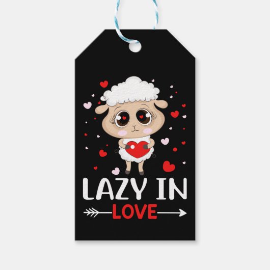 Lazy in Liebe Sheep für Valentinstag Singles Geschenkanhänger (Vorderseite)
