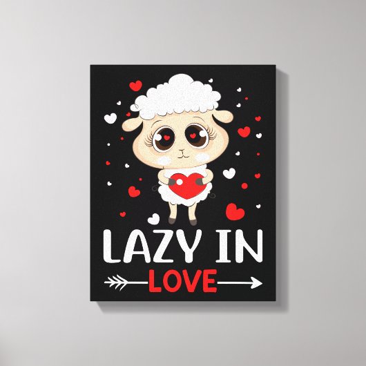 Lazy in Liebe Sheep für Valentinstag Singles Leinwanddruck (Vorderseite)
