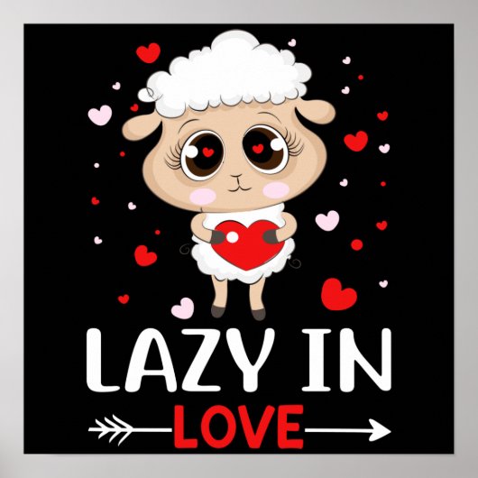 Lazy in Liebe Sheep für Valentinstag Singles Poster (Vorne)