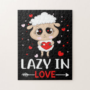 Lazy in Liebe Sheep für Valentinstag Singles Puzzle