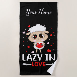 Lazy in Liebe Sheep für Valentinstag Singles Strandtuch