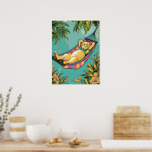 Lazy Katze in einer bunten Hängematte Poster (Küche)