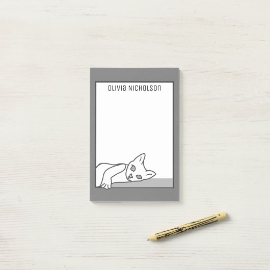 Lazy Kitten Art Personalisiert Novelty Cat Post-it Klebezettel (Auf Schreibtisch)