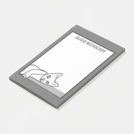 Lazy Kitten Art Personalisiert Novelty Cat Post-it Klebezettel (angewinkelt)