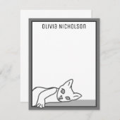 Lazy Kitten Whimsical Personalisierte Mitteilungsk Mitteilungskarte (Vorne/Hinten)