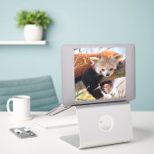 Lazy kleine rote Panda Aufkleber (Laptop auf Schreibtisch)