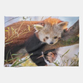 Lazy kleine rote Panda Geschirrtuch (Horizontal)