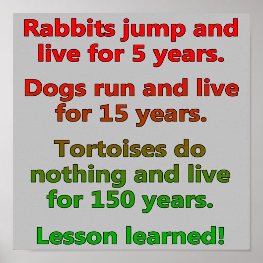 Lazy Lesson Gelernt Funny Poster Sign (Vorne)