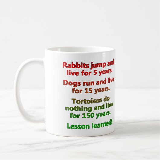 Lazy Lessy gelernt Funny Mug oder Travel Mug Kaffeetasse (Links)
