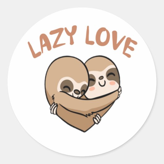 Lazy Liebe Runder Aufkleber (Vorderseite)