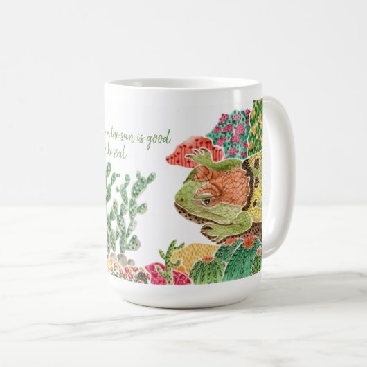 Lazy Lizard Quote Wüste Landschaft personalisieren Kaffeetasse (VorderseiteRechts)