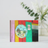 Lazy Lizard Sign auf Caye Caukler Belize Postcard Postkarte (Stehend Vorderseite)