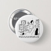 Lazy Man beobachtet Pferderennen im Fernsehen Button (Vorne & Hinten)