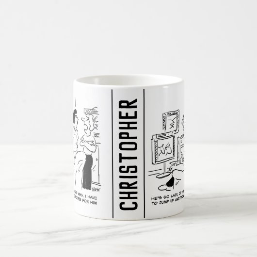 Lazy Man beobachtet Pferderennen im Fernsehen Kaffeetasse (Mittel)