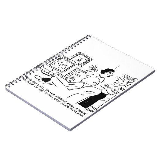 Lazy Man beobachtet Pferderennen im Fernsehen Notizblock (Linke Seite)