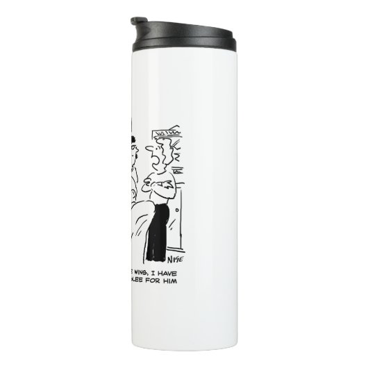 Lazy Man beobachtet Pferderennen im Fernsehen Thermosbecher (Nach rechts gedreht)