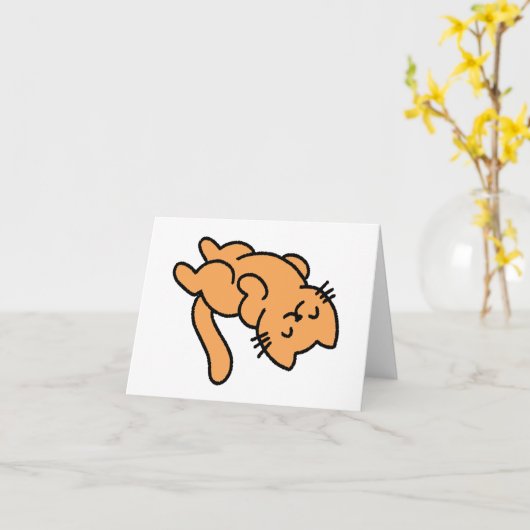 Lazy Orange Cat BLANK Karte (Gelbe Blume)