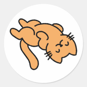 Lazy Orange Cat  Runder Aufkleber