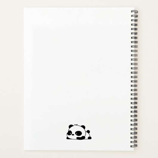 Lazy Panda Blush Pink Schwarz-weiße Monogram Scrip Planer (Rückseite)