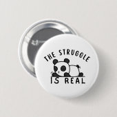 Lazy Panda der Kampf ist echt Button (Vorne & Hinten)