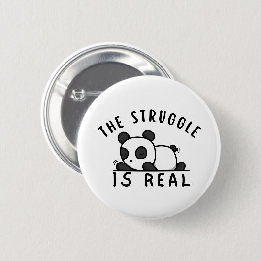 Lazy Panda der Kampf ist echt Button (Vorne & Hinten)