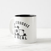 Lazy Panda der Kampf ist echt Zweifarbige Tasse (Vorderseite Links)