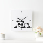 Lazy-panda-Uhr Quadratische Wanduhr (Zuhause)