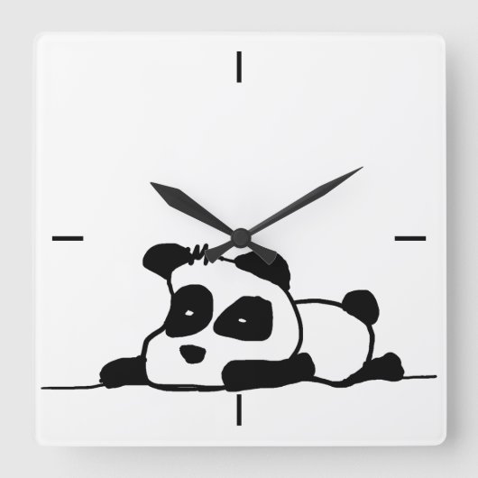 Lazy-panda-Uhr Quadratische Wanduhr (Vorderseite)