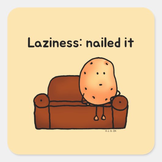 Lazy Potato Cartoon Sticker Design (Vorderseite)