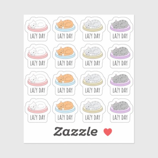 Lazy Relaxation Chillout Day Schlafende Katzen Gem Aufkleber (Blatt)
